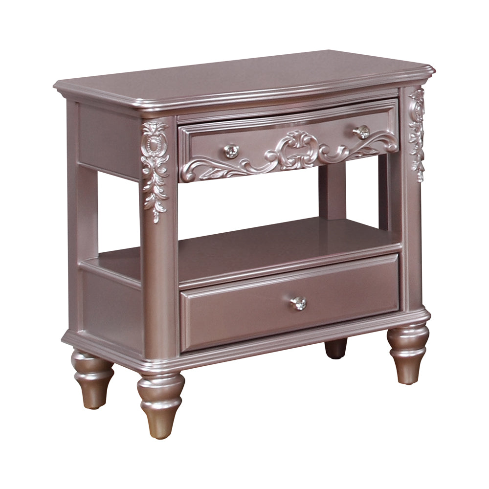 Caroline 2-drawer Rectangular Nightstand Metallic Lilac