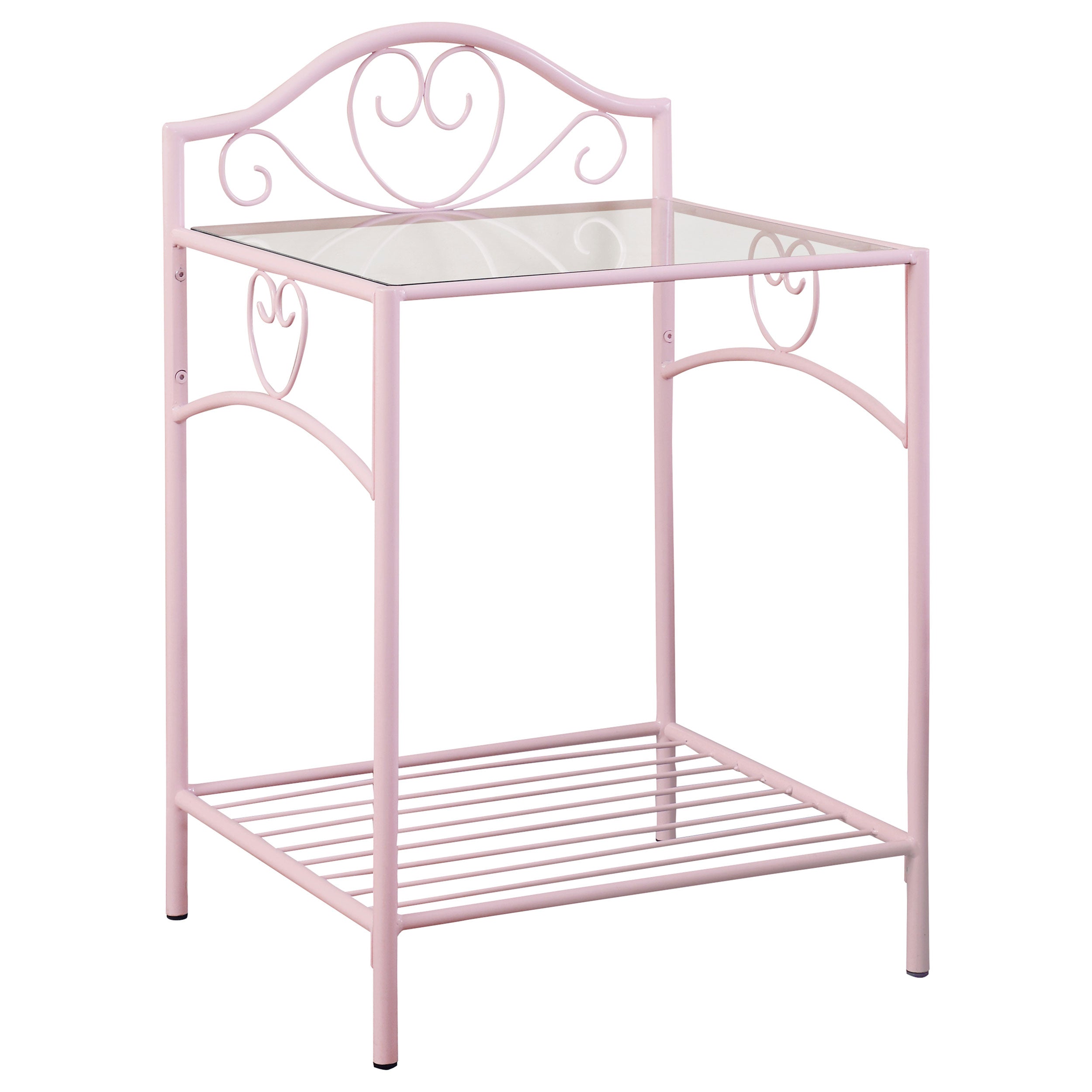 Coaster Massi 1-shelf Nightstand with Glass Top Powder Pink Default Title