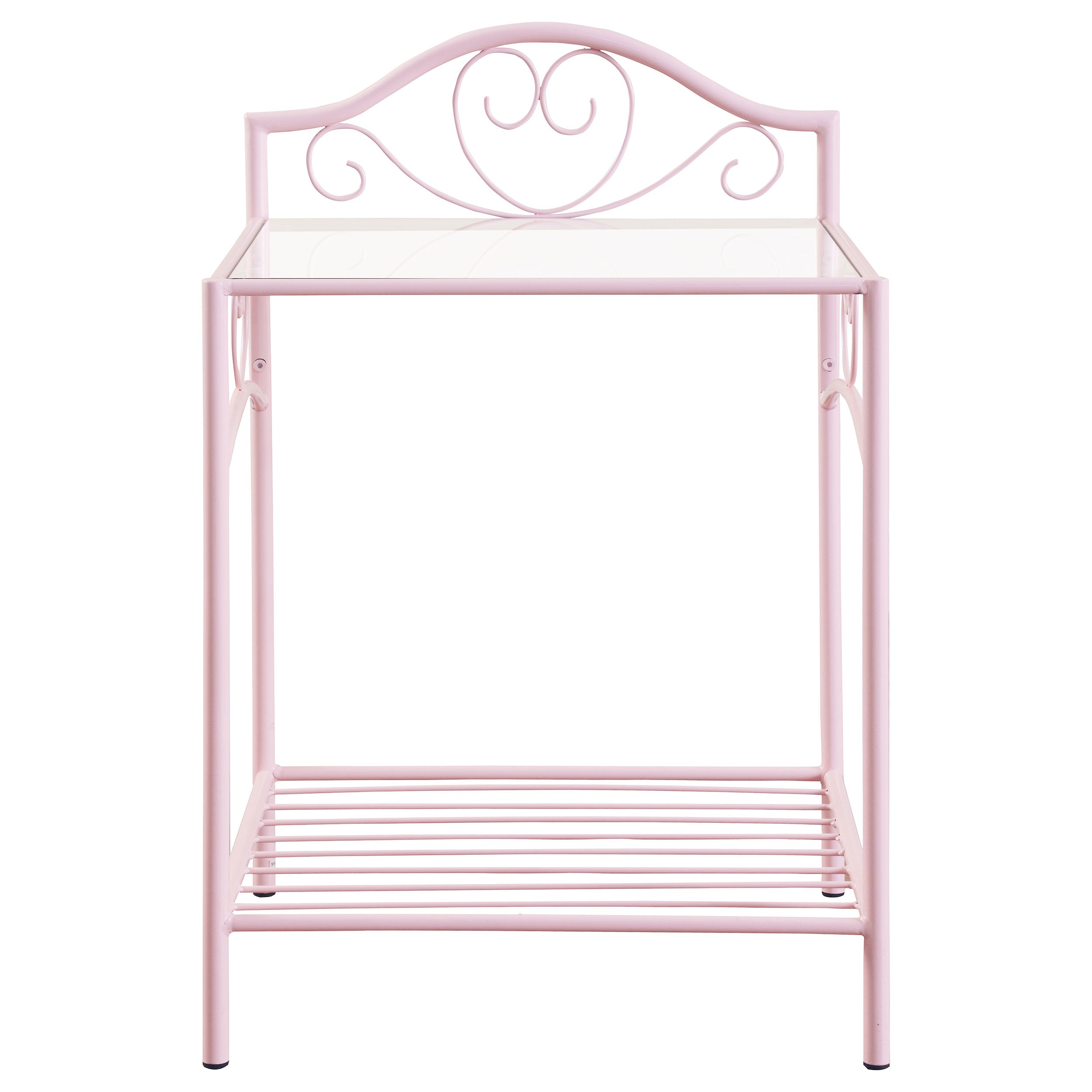 Coaster Massi 1-shelf Nightstand with Glass Top Powder Pink Default Title