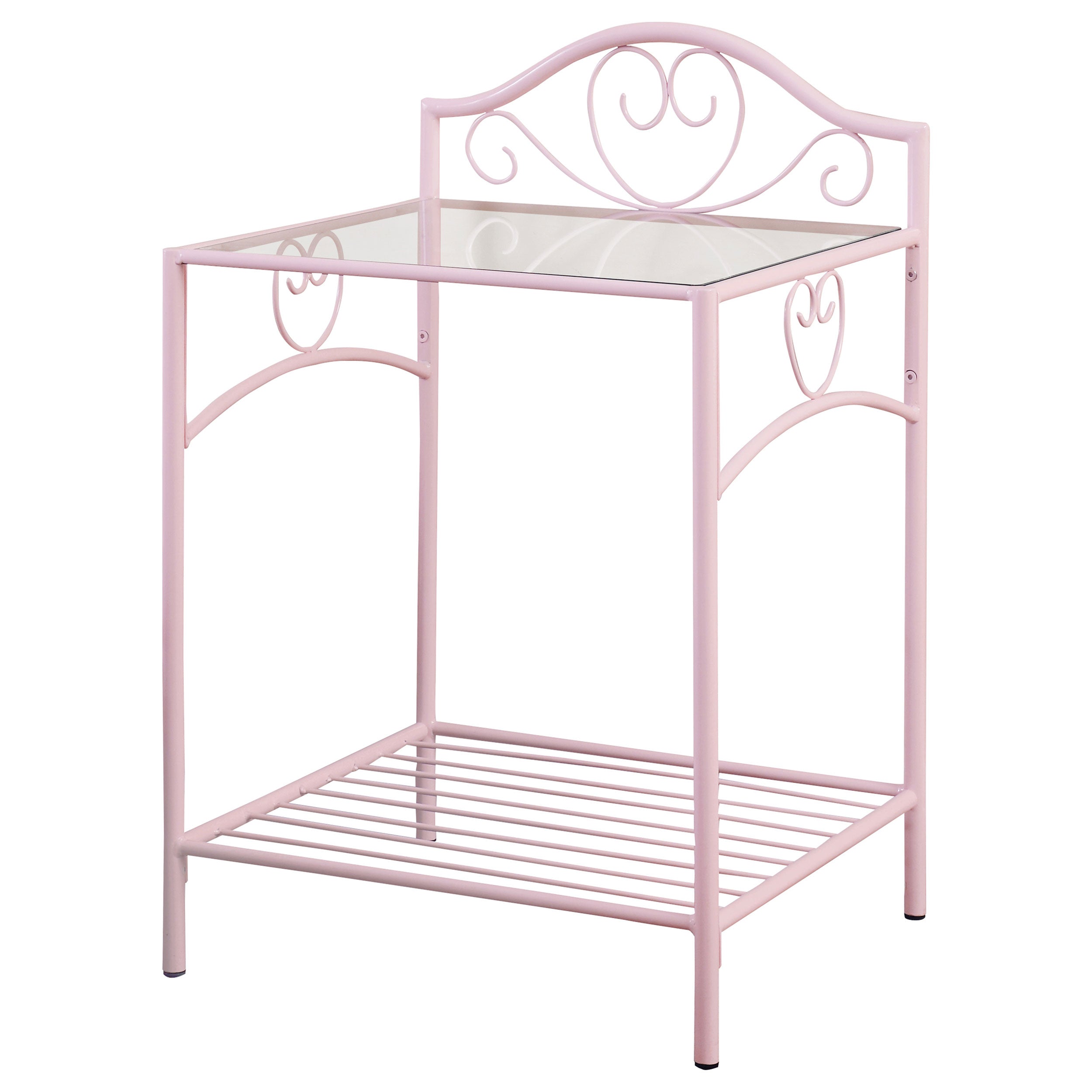 Coaster Massi 1-shelf Nightstand with Glass Top Powder Pink Default Title