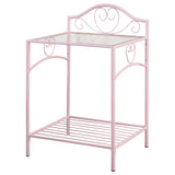 Coaster Massi 1-shelf Nightstand with Glass Top Powder Pink Default Title