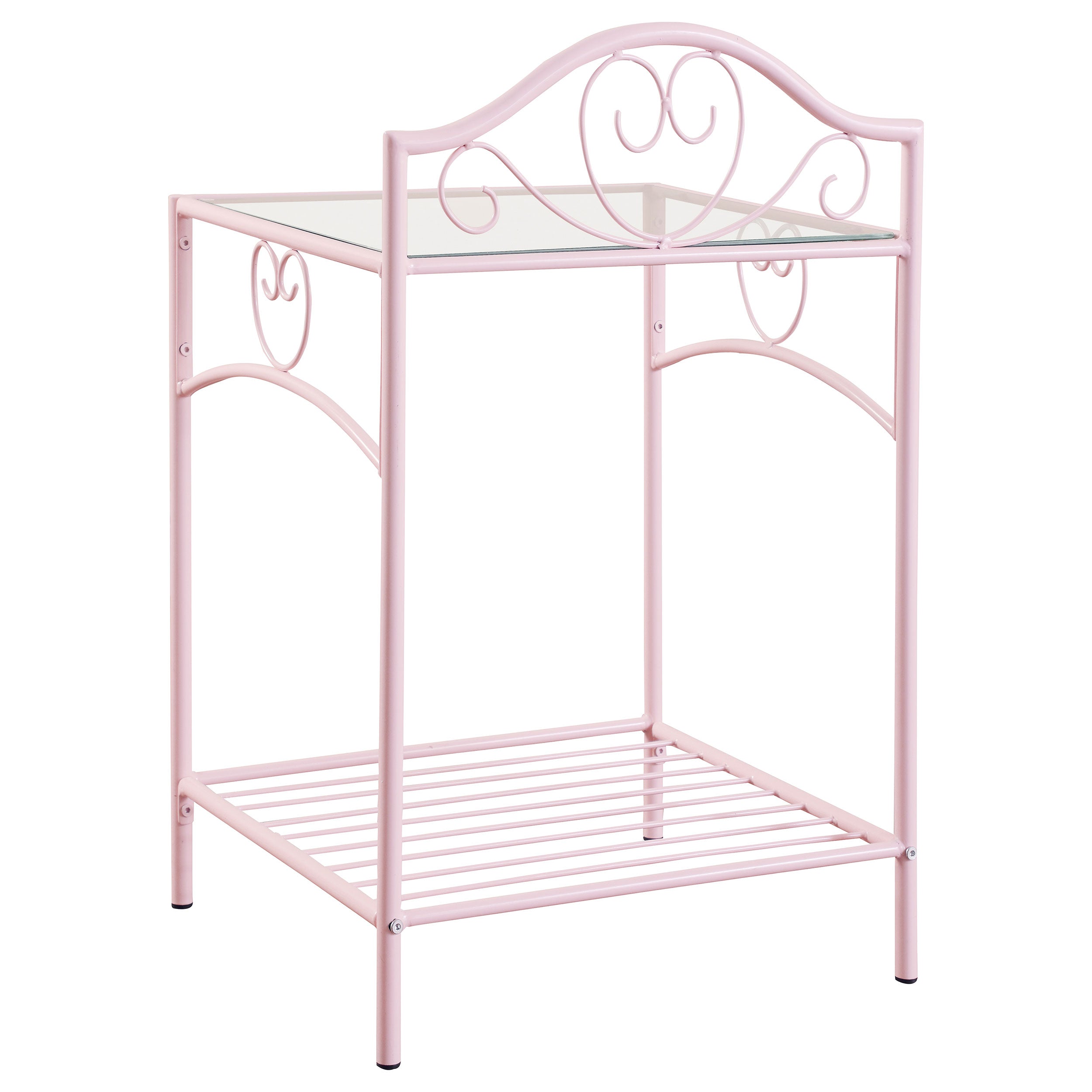 Coaster Massi 1-shelf Nightstand with Glass Top Powder Pink Default Title