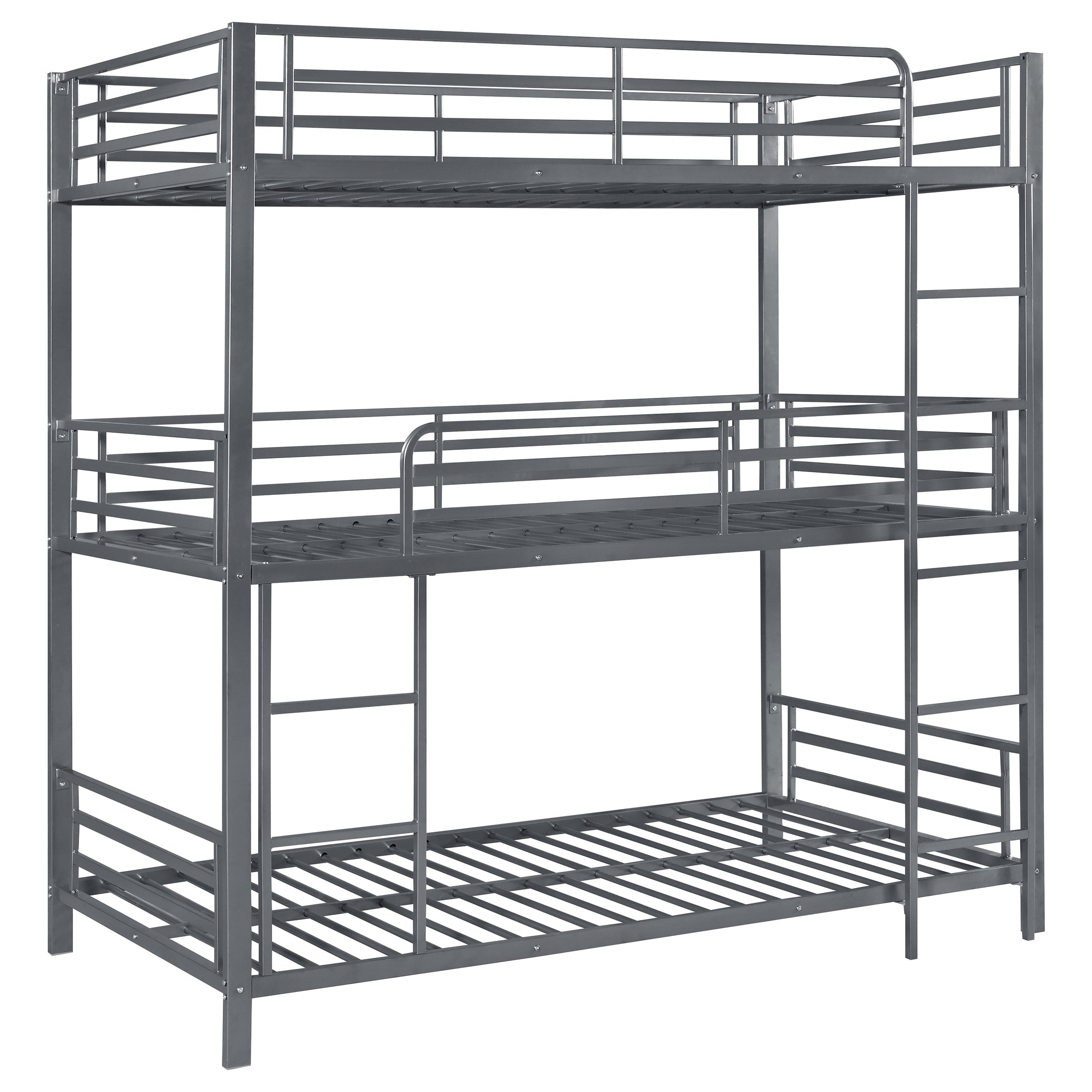 Coaster Maynard Metal Triple Twin Bunk Bed Gunmetal Default Title