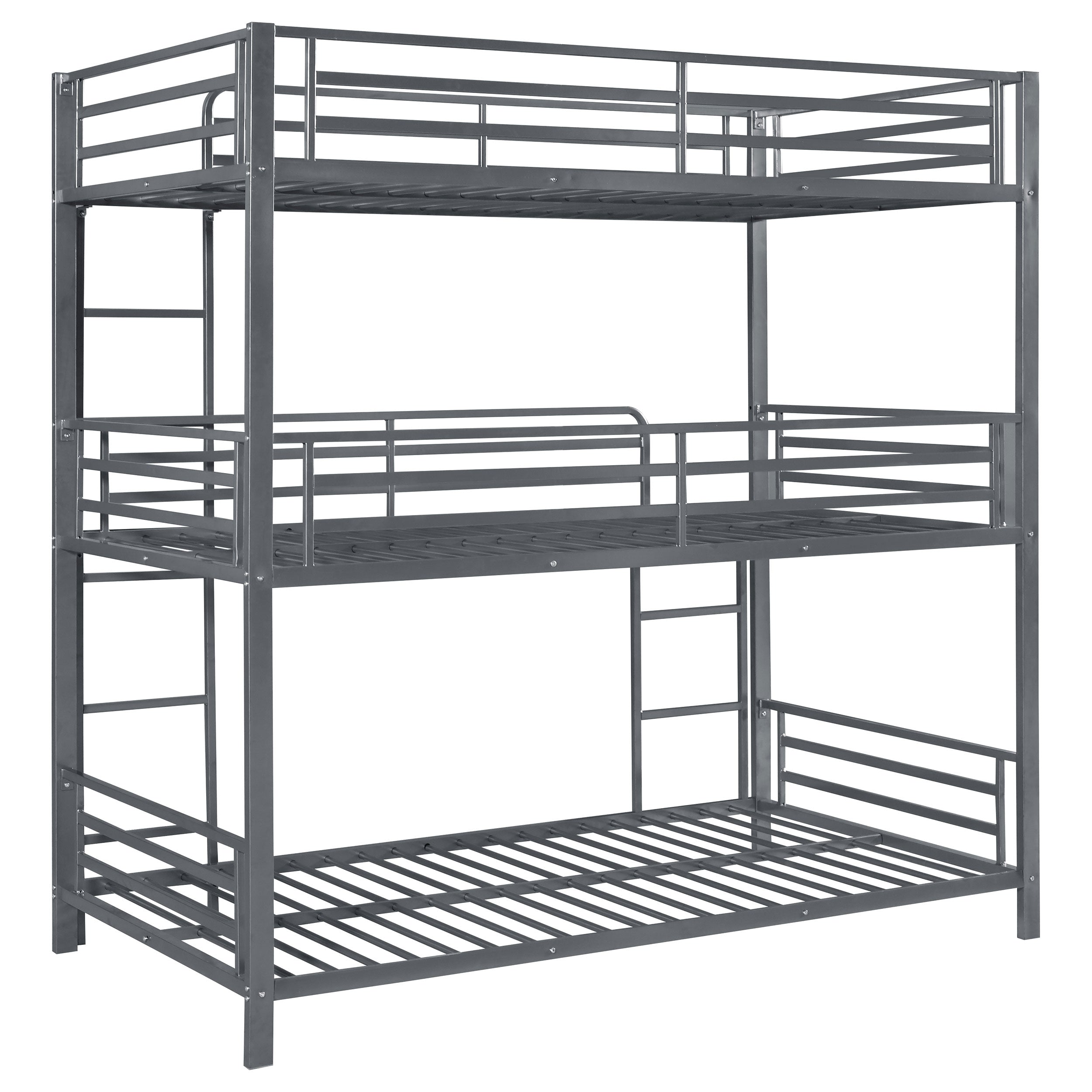 Coaster Maynard Metal Triple Twin Bunk Bed Gunmetal Default Title