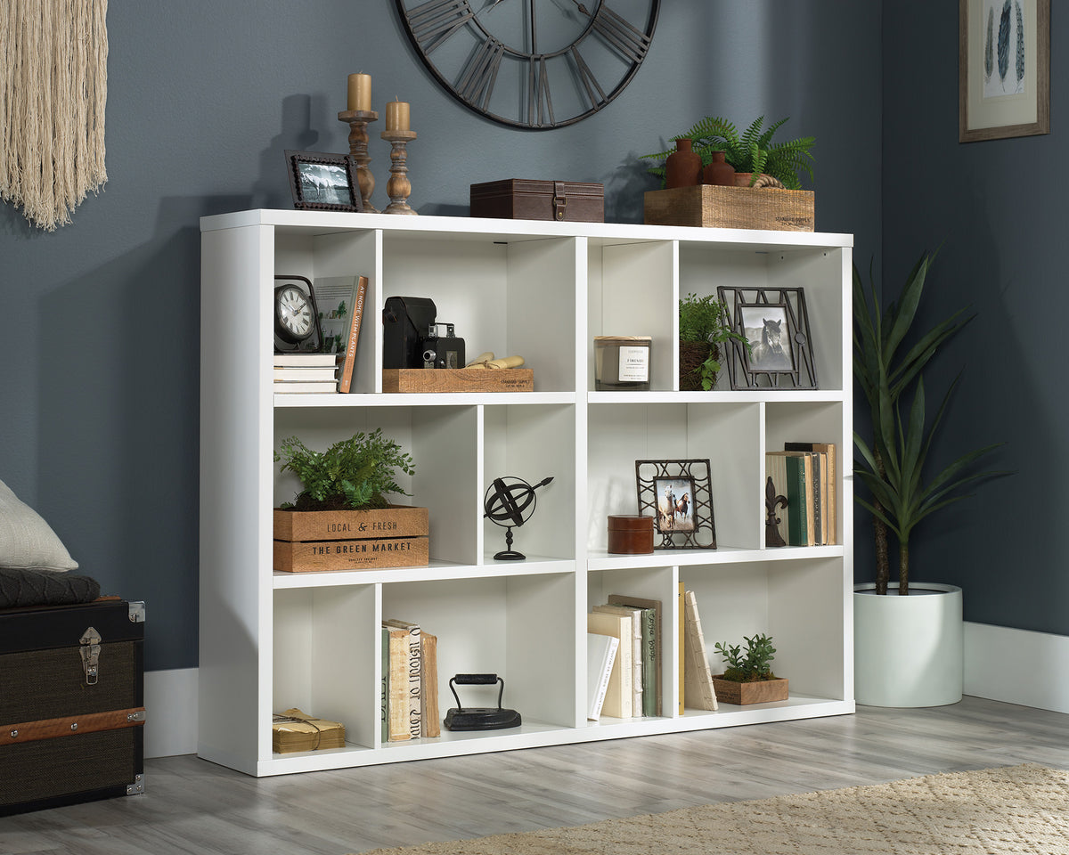 Sauder Select Short Cubby Display Bookcase in White Finish