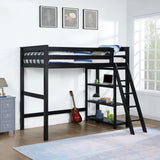 Coaster Anica 3-shelf Wood Twin Loft Bed Black Grey