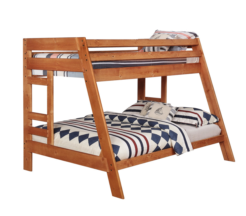 Coaster Wrangle Hill Twin Over Full Bunk Bed with Built-in Ladder Amber Wash Default Title