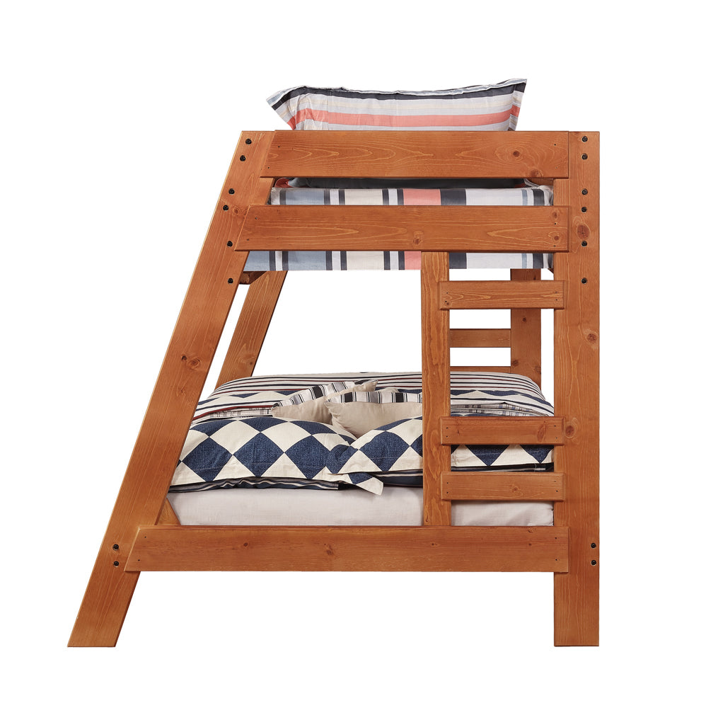 Coaster Wrangle Hill Twin Over Full Bunk Bed with Built-in Ladder Amber Wash Default Title