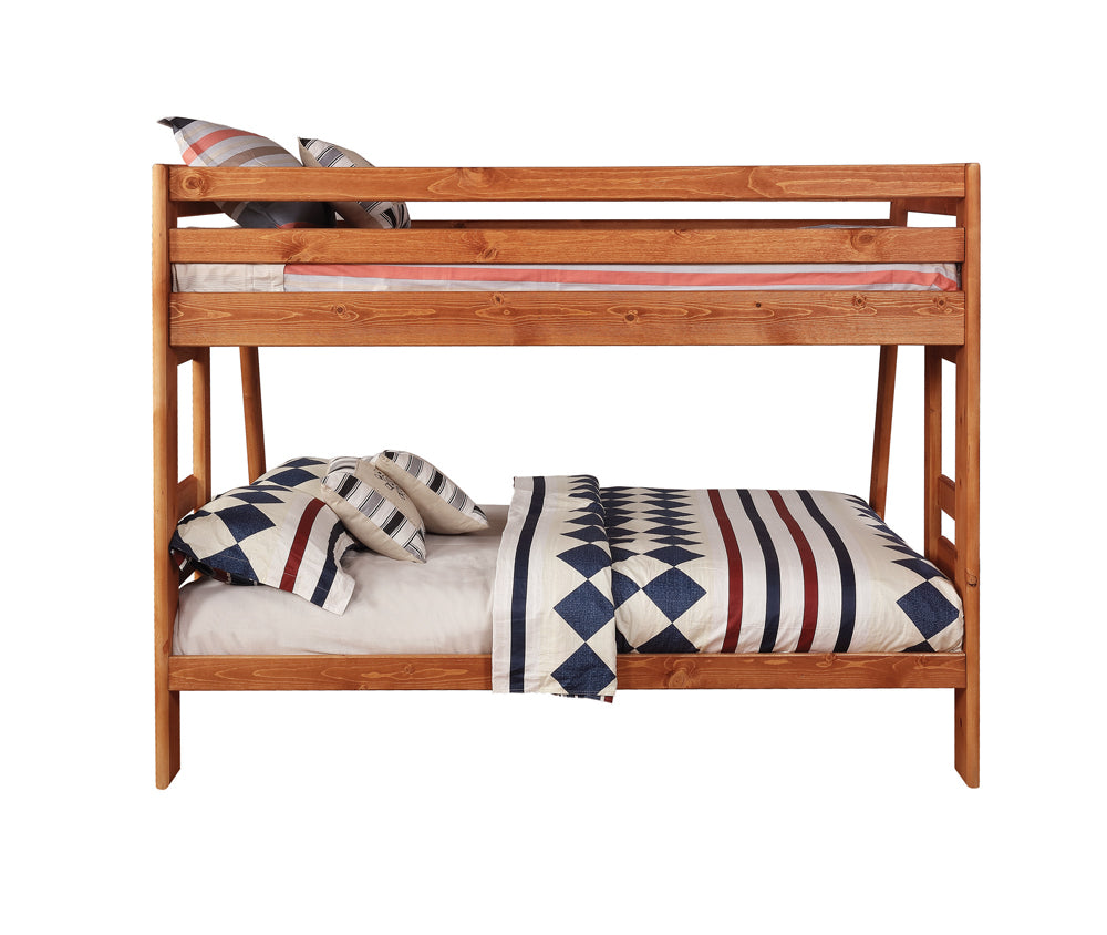 Coaster Wrangle Hill Twin Over Full Bunk Bed with Built-in Ladder Amber Wash Default Title