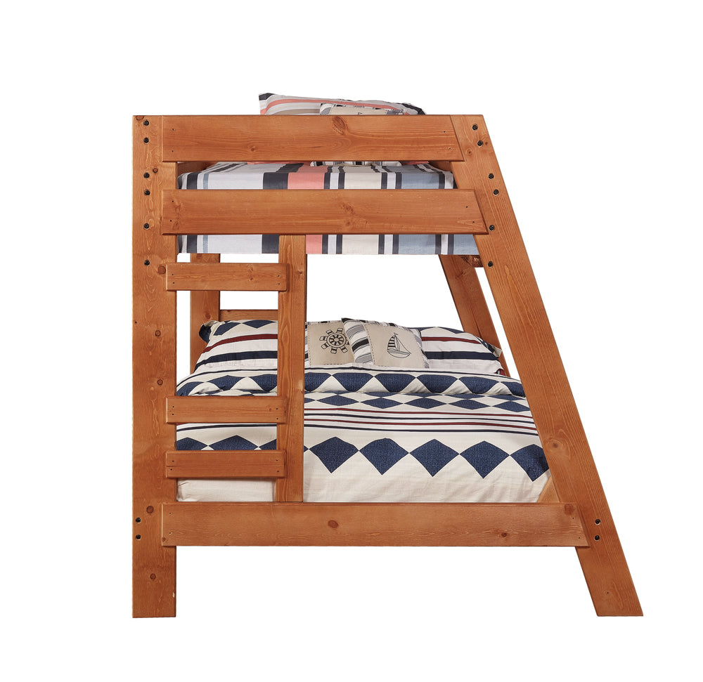 Coaster Wrangle Hill Twin Over Full Bunk Bed with Built-in Ladder Amber Wash Default Title