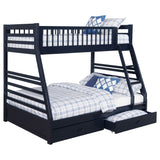 Ashton 2-drawer Wood Twin Over Full Bunk Bed Navy Blue