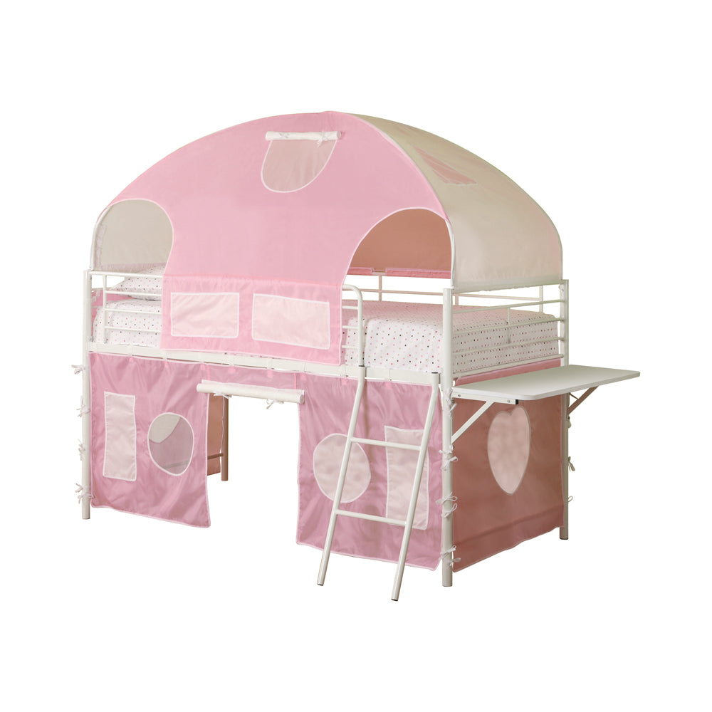 Coaster Sweetheart Tent Loft Bed Pink and White Default Title