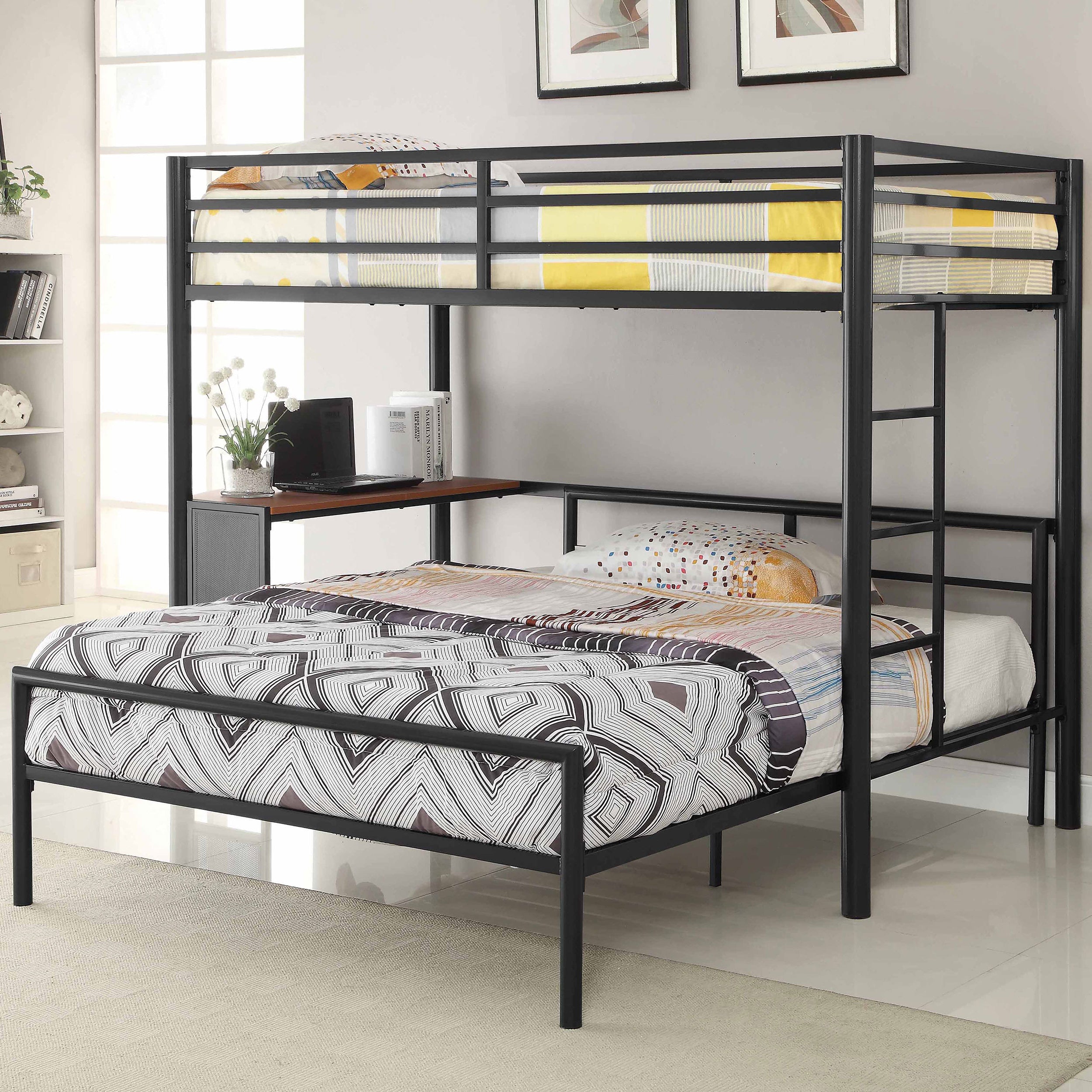 Coaster Fisher 2-piece Metal Workstation Loft Bed Set Gunmetal Default Title