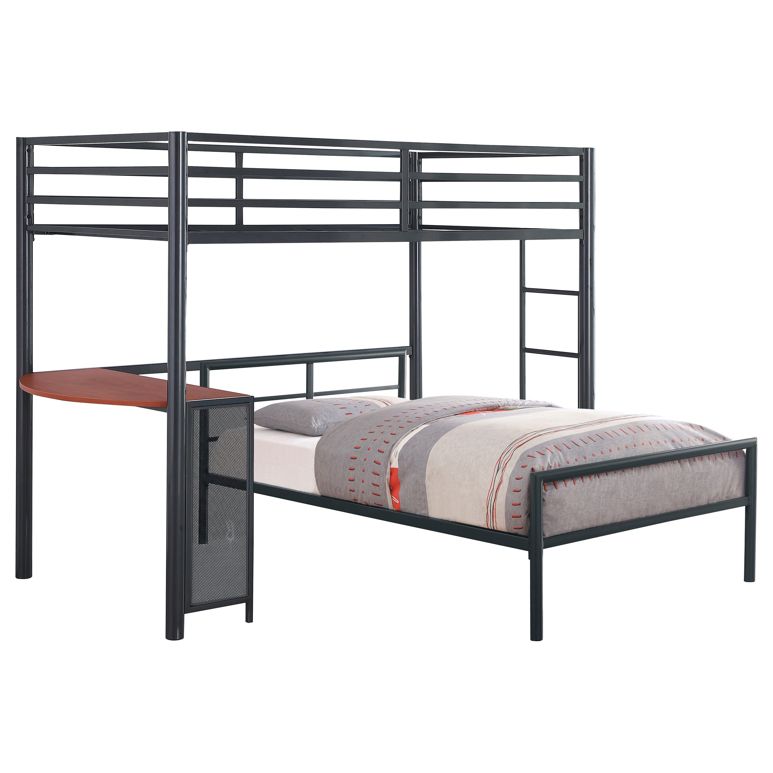 Coaster Fisher 2-piece Metal Workstation Loft Bed Set Gunmetal Default Title