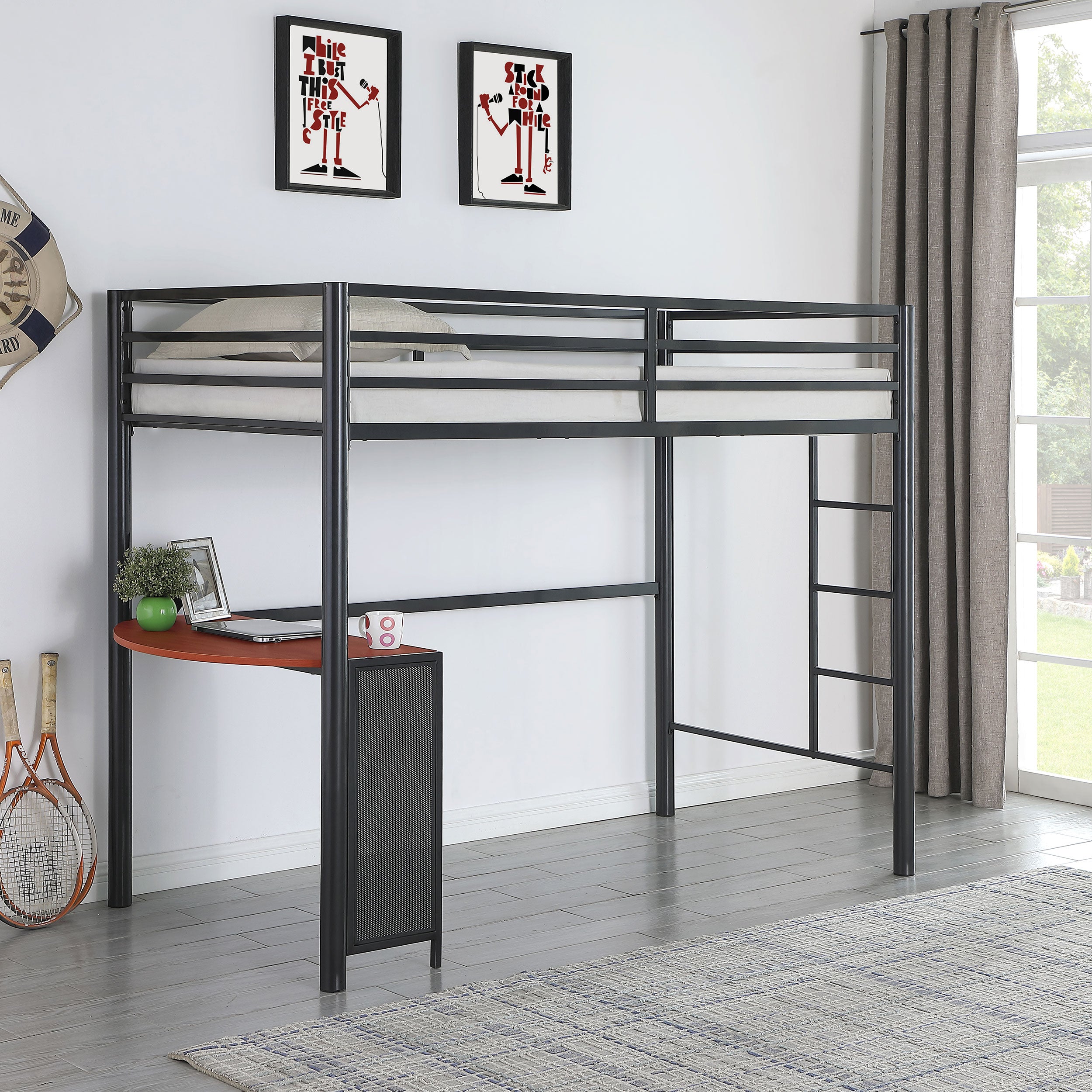 Coaster Fisher Twin Workstation Loft Bed Gunmetal Default Title