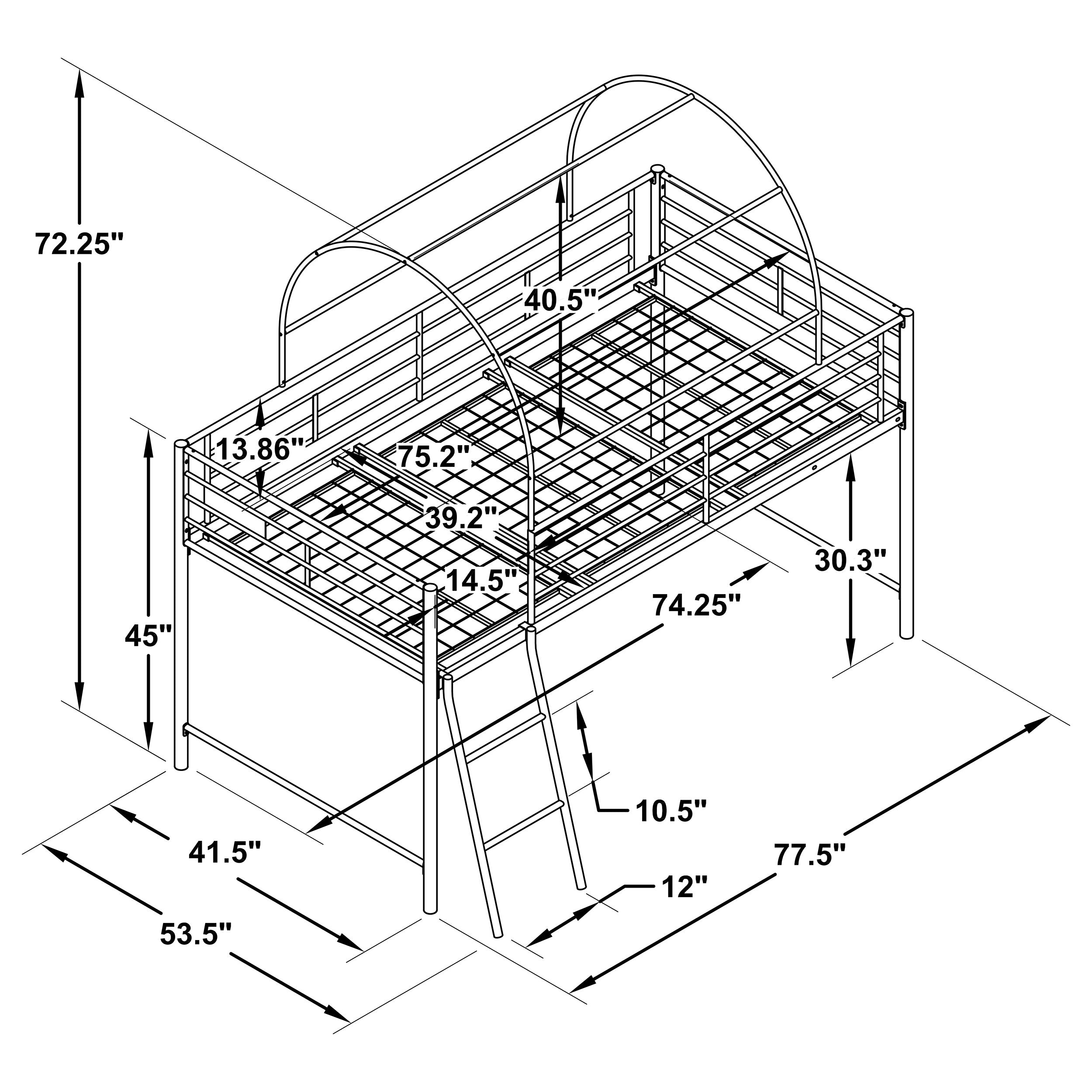 Coaster Camouflage Tent Loft Bed with Ladder Army Green Default Title