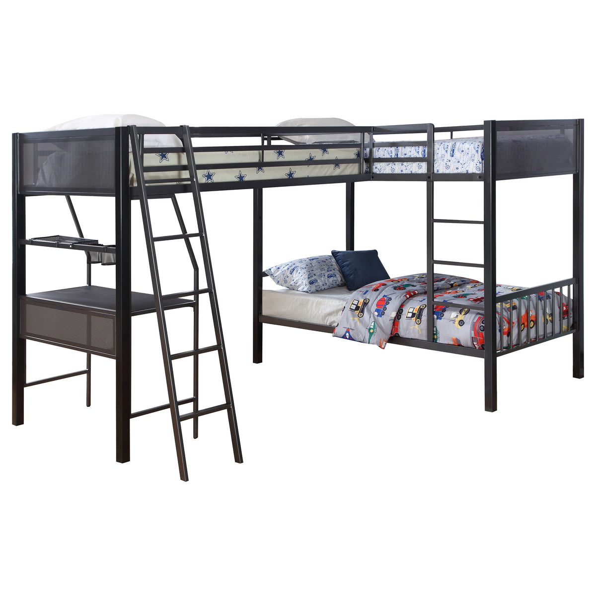 Coaster Meyers 2-piece Metal Twin Over Twin Bunk Bed Set Black and Gunmetal Default Title