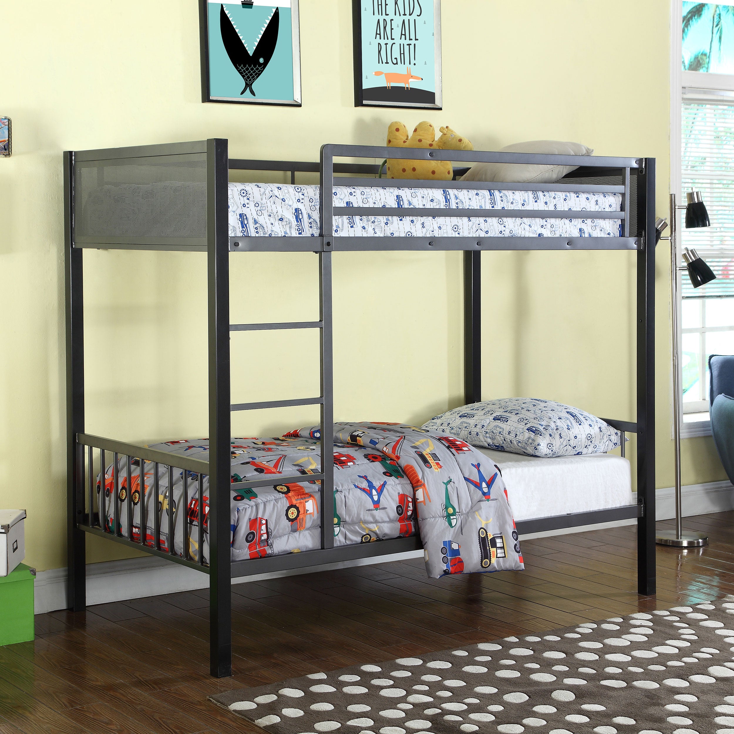 Coaster Meyers Twin Over Twin Metal Bunk Bed Black and Gunmetal Default Title