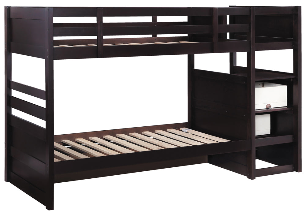 Coaster Elliott Twin Over Twin Stairway Bunk Bed Cappuccino Default Title