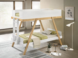 Coaster Frankie Wood Twin Over Twin Bunk Bed White and Natural Grey