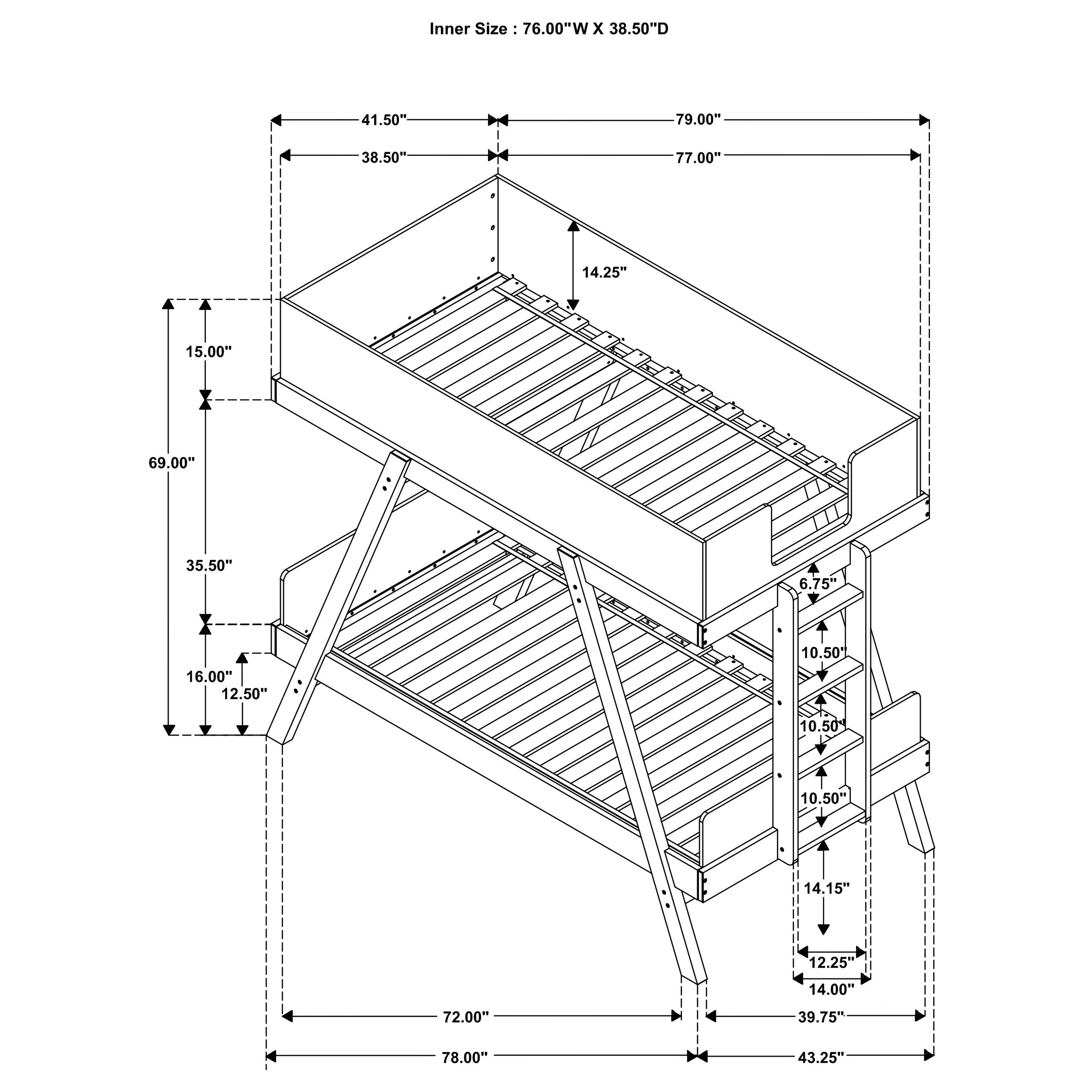 Coaster Frankie Wood Twin Over Twin Bunk Bed White and Natural Grey