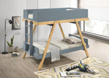 Coaster Frankie Wood Twin Over Twin Bunk Bed White and Natural Grey