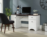 Sauder Select White Home Office Desk with Cherry Accent Top