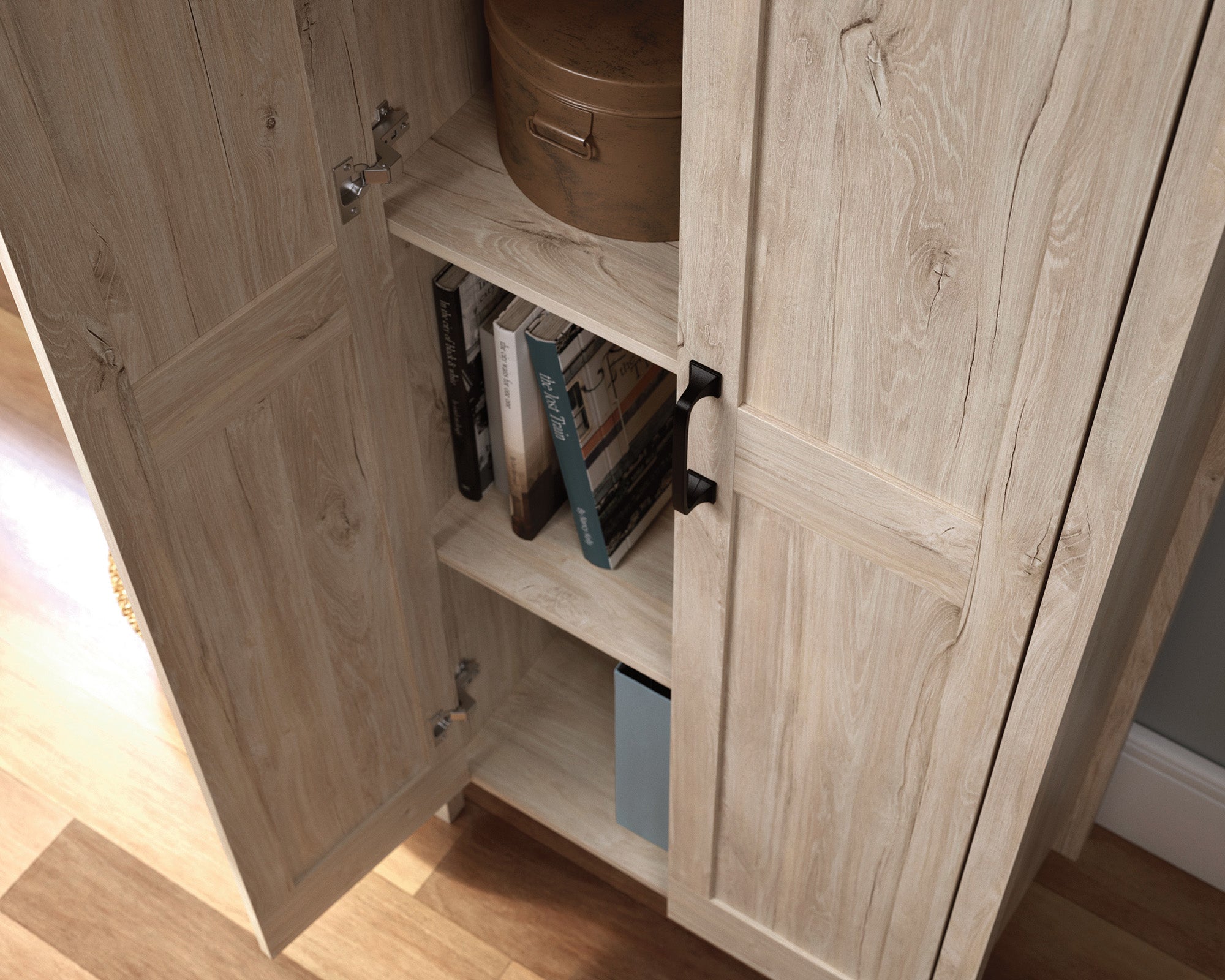 Sauder Select Two-Door Storage Cabinet in Chalk Oak