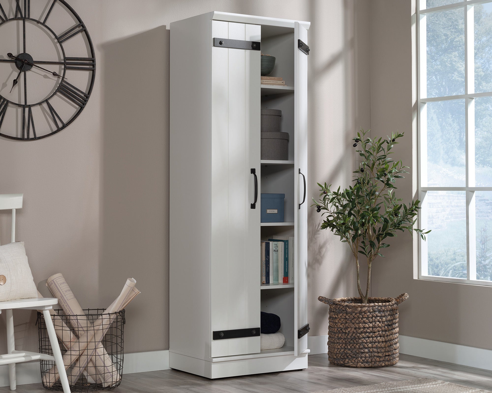 HomePlus 2-Door Kitchen Pantry Cabinet in Soft White