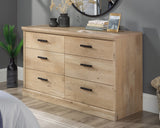 Aspen Post  6-Drawer Bedroom Dresser in Prime Oak