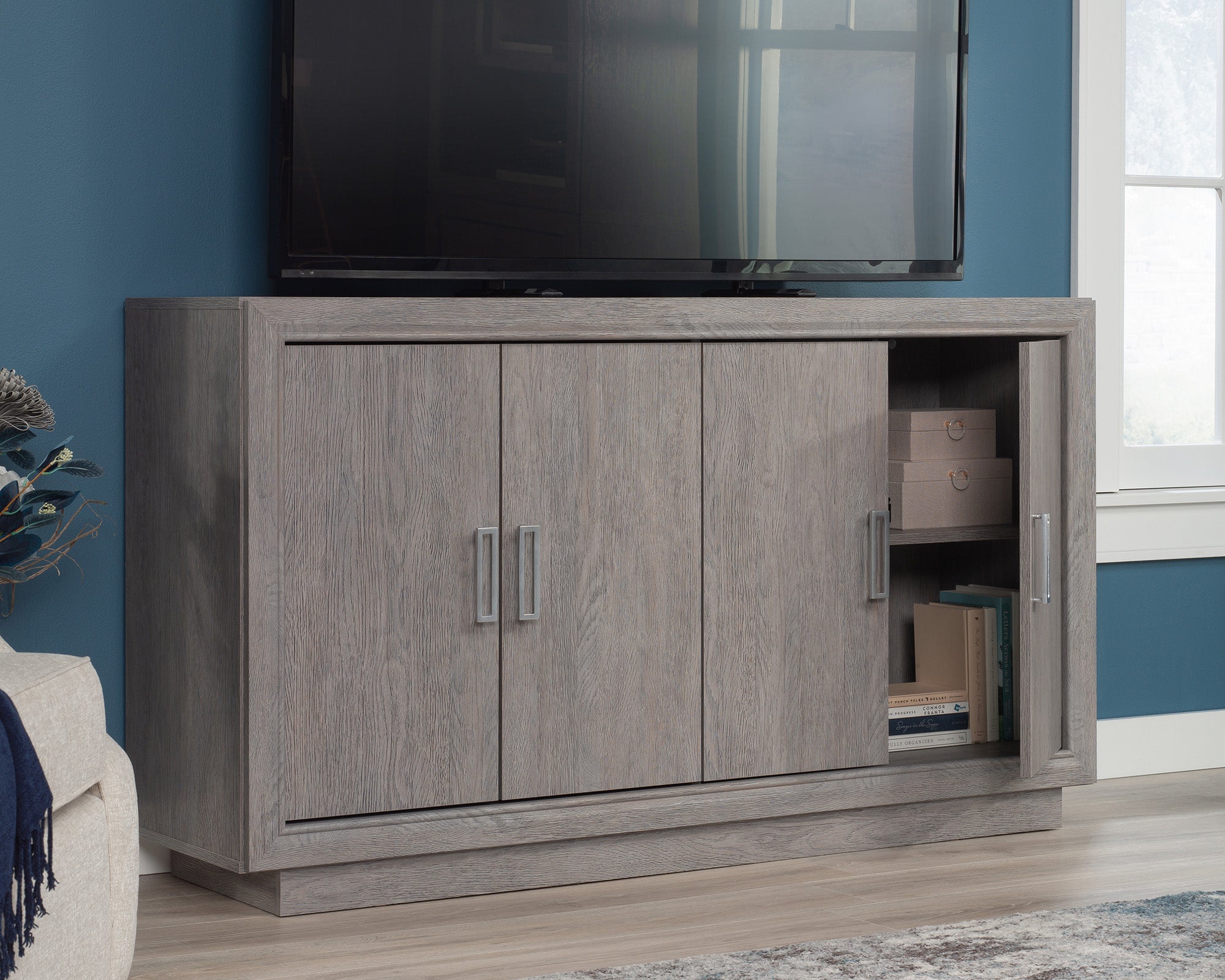 Hayes Garden  Home Office Credenza with Doors in Ashen Oak