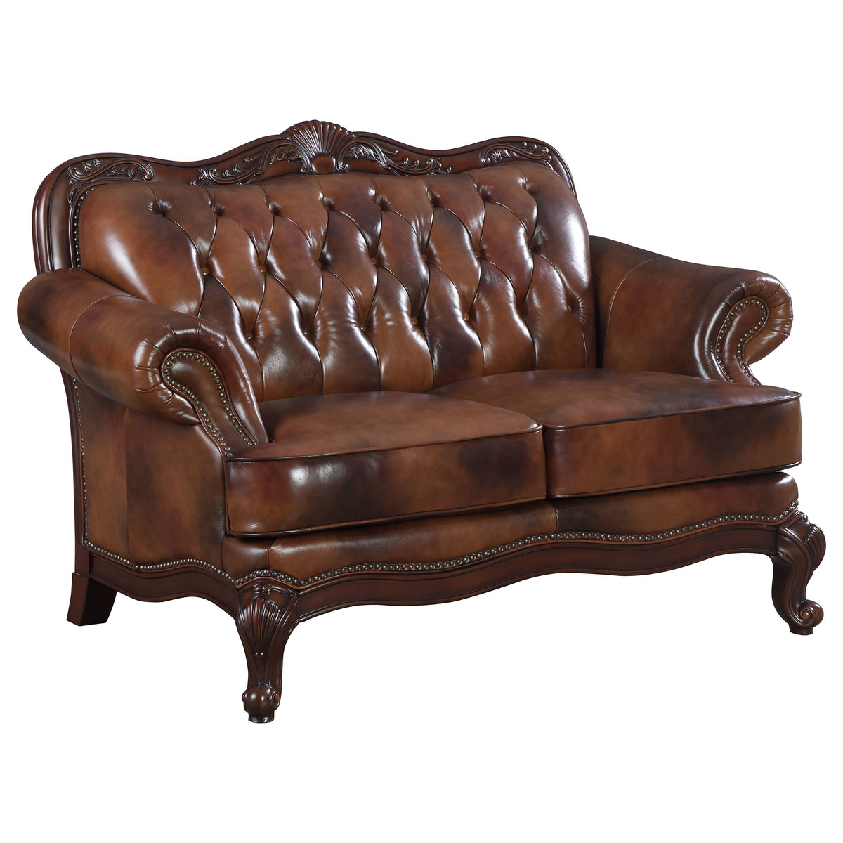 Coaster Victoria Tufted Back Loveseat Tri-tone and Brown Default Title