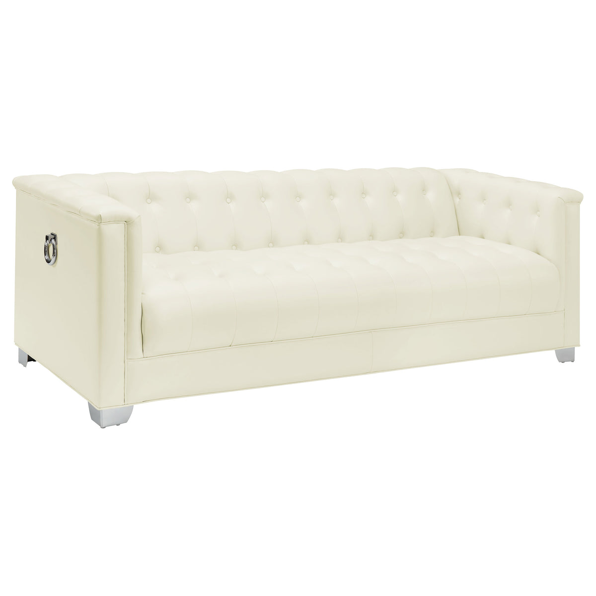 Coaster Chaviano Tufted Upholstered Sofa Pearl White Default Title