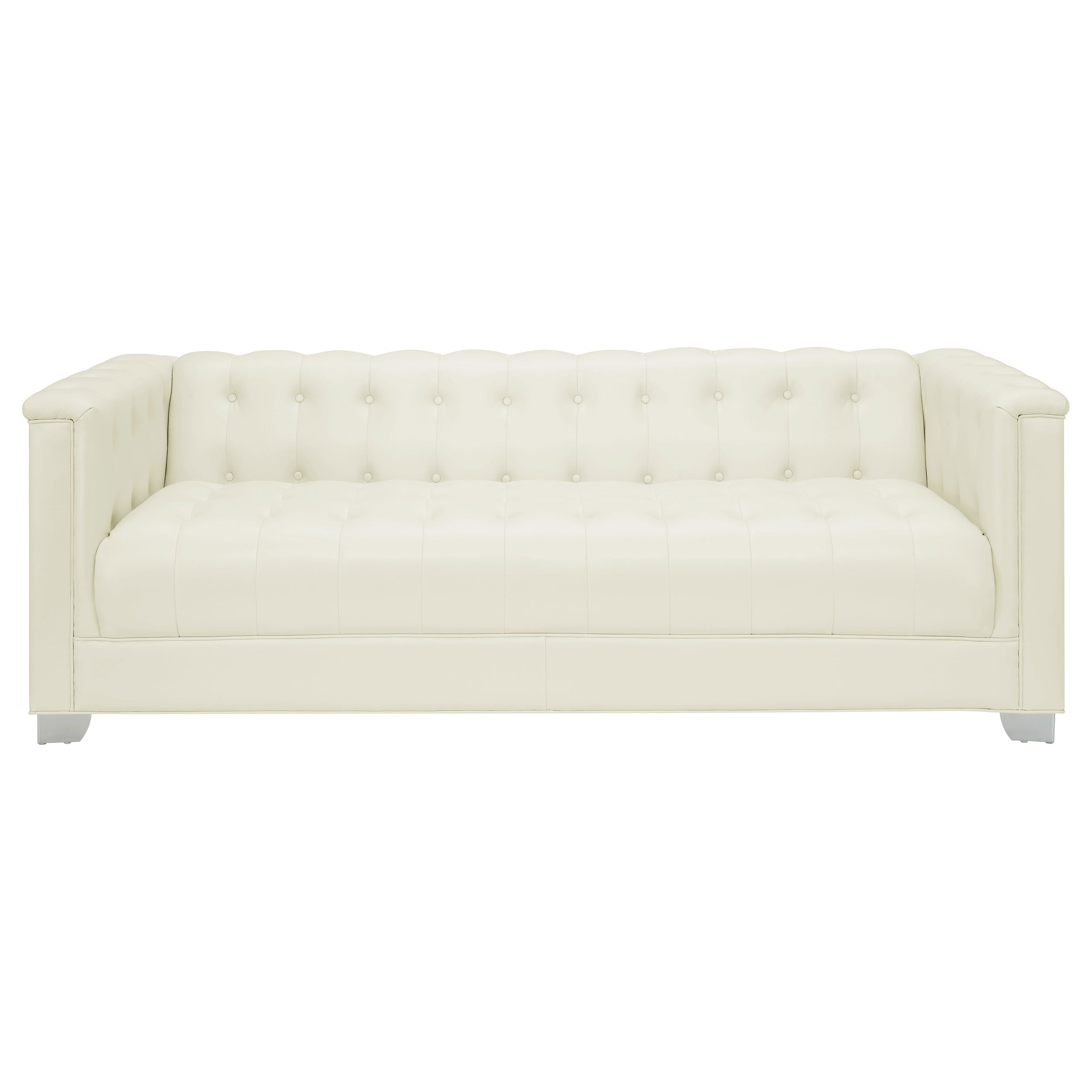 Coaster Chaviano Tufted Upholstered Sofa Pearl White Default Title