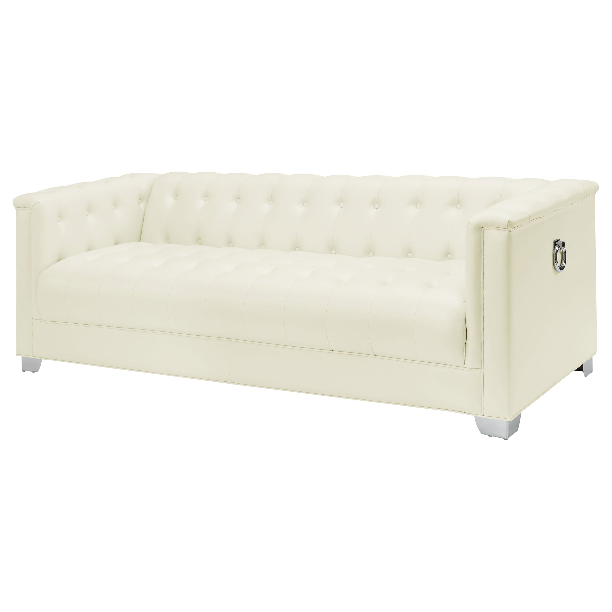 Coaster Chaviano Tufted Upholstered Sofa Pearl White Default Title