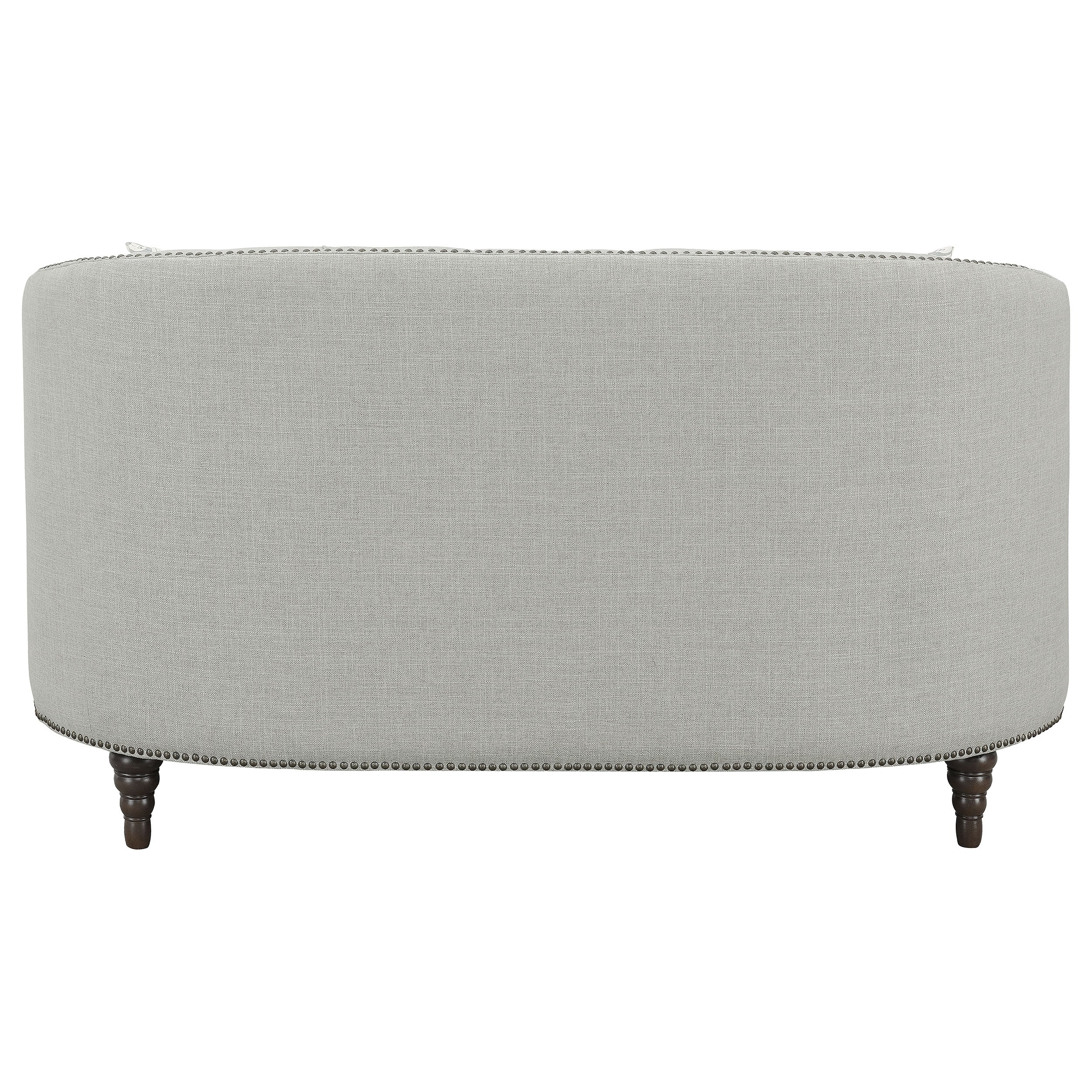 Coaster Avonlea Sloped Arm Upholstered Loveseat Trim Grey Default Title