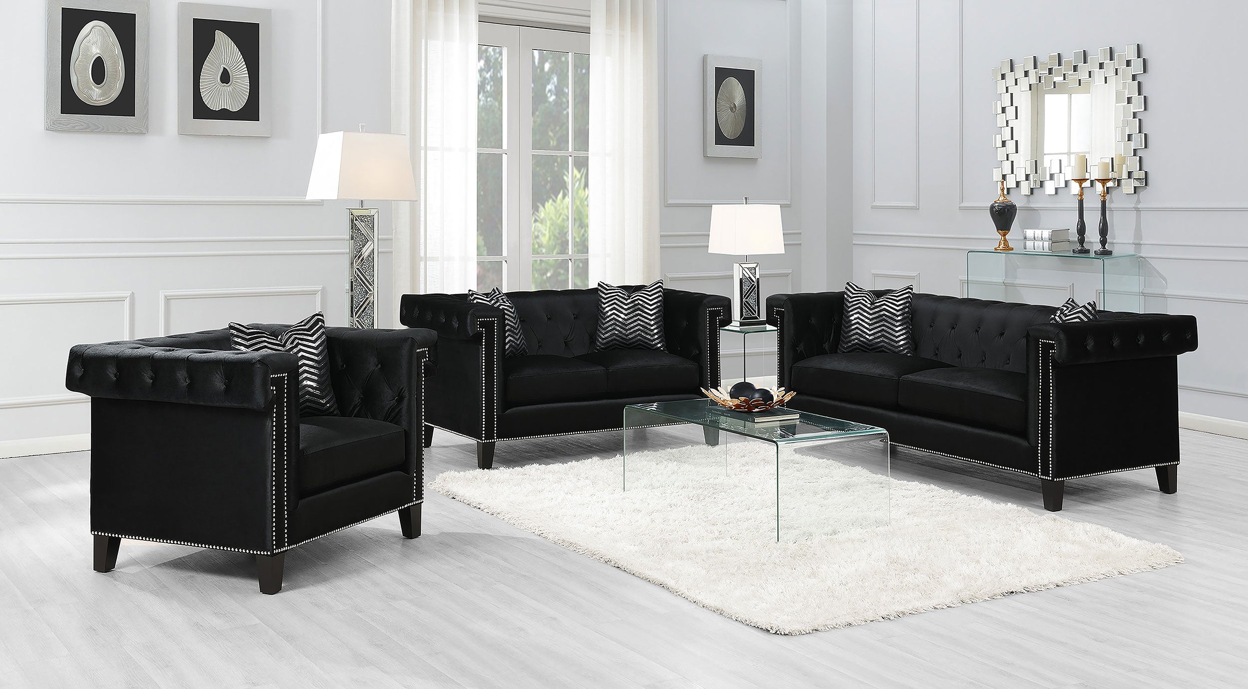 Coaster Reventlow Tufted Sofa Black Default Title