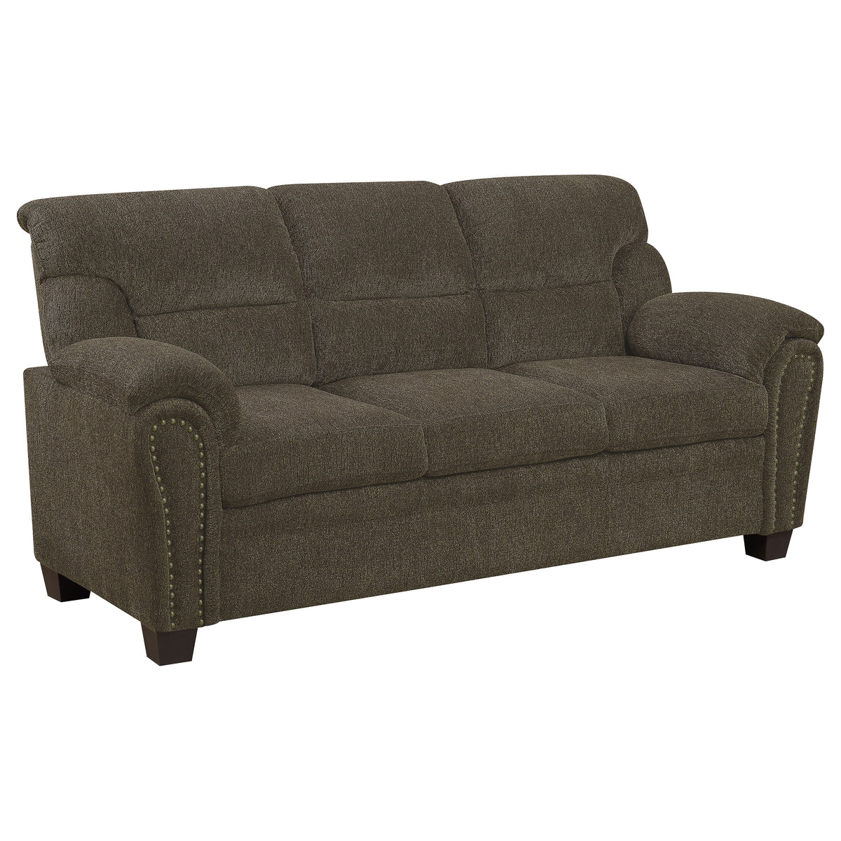 Coaster Clementine Upholstered Sofa with Nailhead Trim Brown Default Title