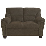 Coaster Clementine Upholstered Loveseat with Nailhead Trim Brown Default Title