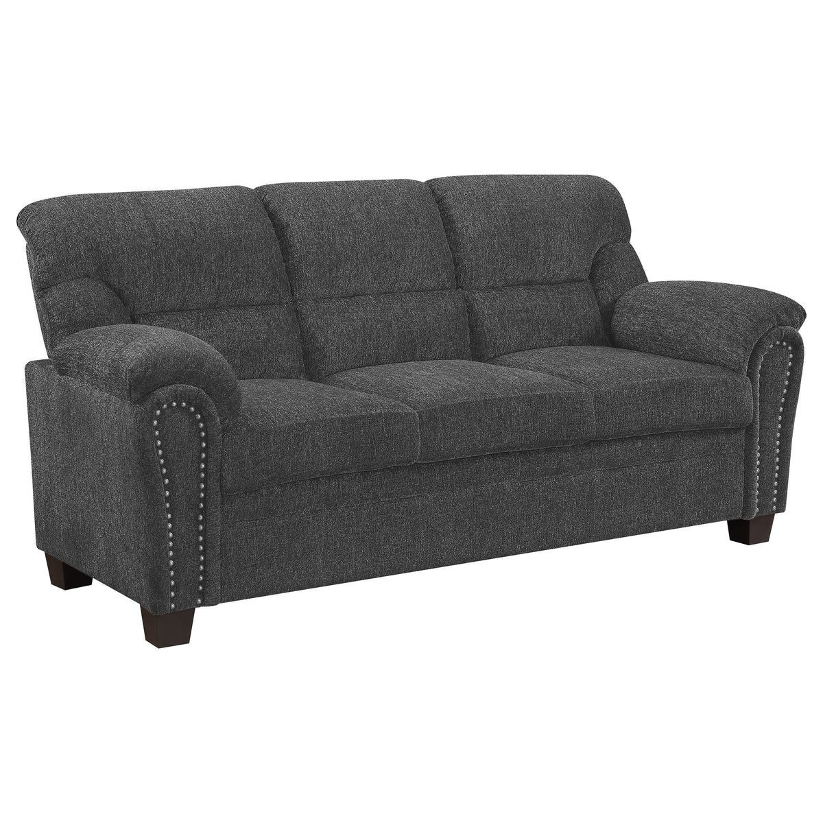 Coaster Clementine Upholstered Sofa with Nailhead Trim Grey Default Title