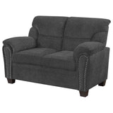 Coaster Clementine Upholstered Loveseat with Nailhead Trim Grey Default Title