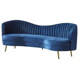 Coaster Sophia Upholstered Camel Back Sofa Blue Default Title