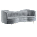 Coaster Sophia Upholstered Sofa with Camel Back Grey and Gold Default Title