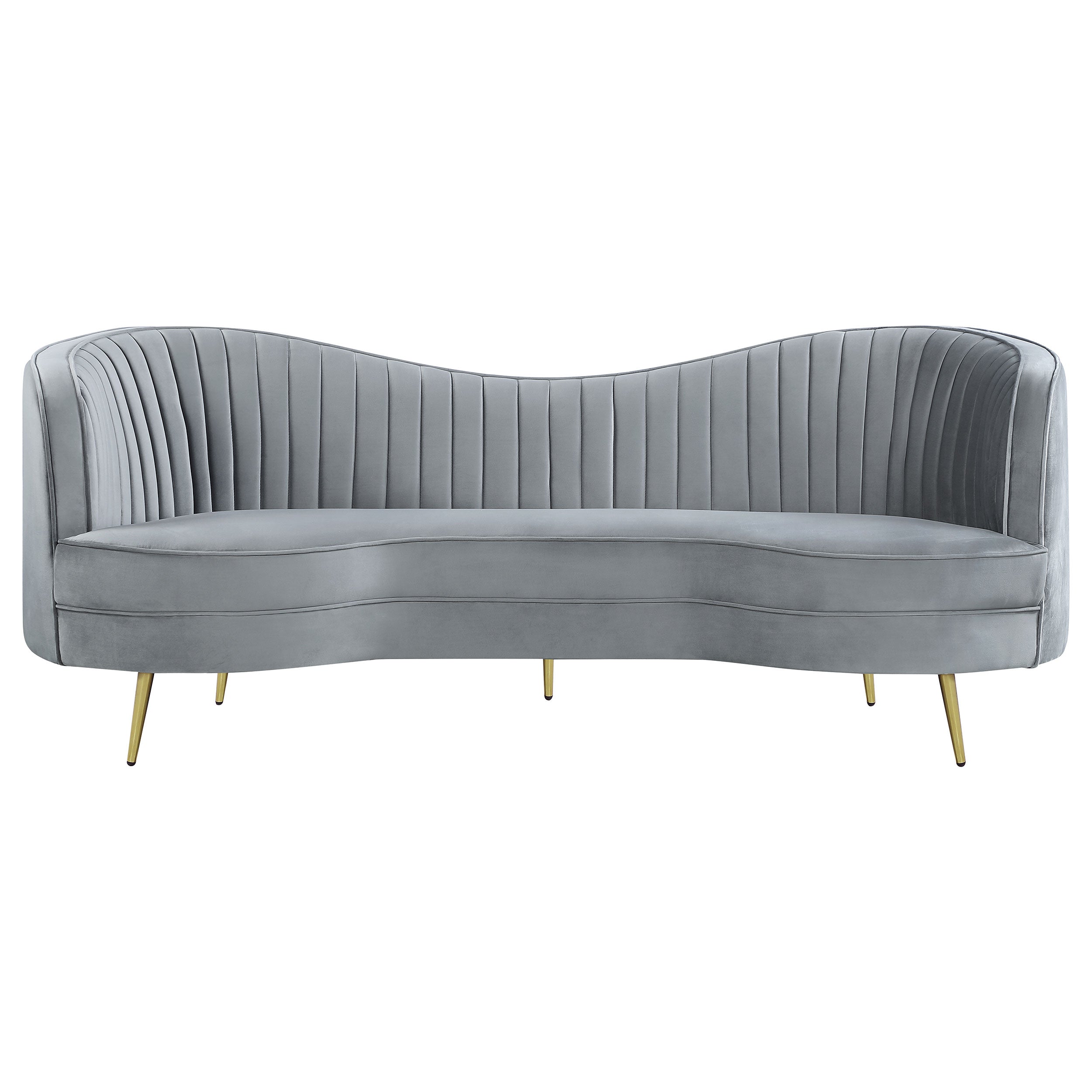 Coaster Sophia Upholstered Sofa with Camel Back Grey and Gold Default Title