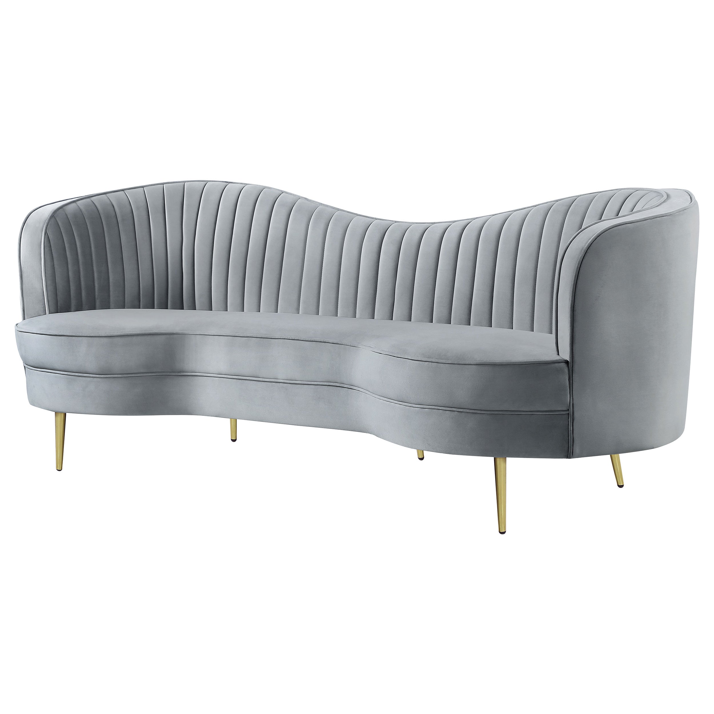 Coaster Sophia Upholstered Sofa with Camel Back Grey and Gold Default Title