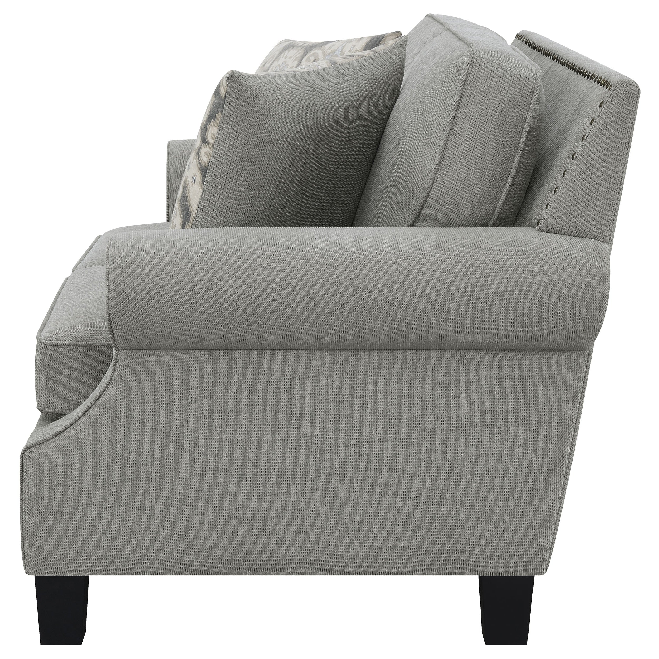 Coaster Sheldon Upholstered Loveseat with Rolled Arms Grey Default Title