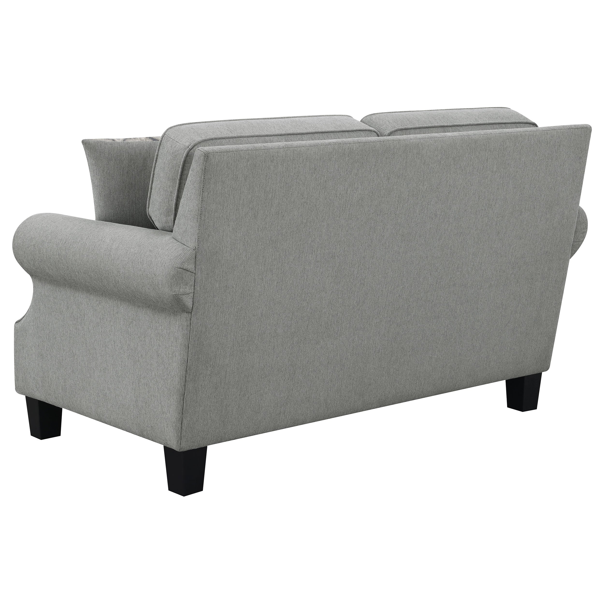 Coaster Sheldon Upholstered Loveseat with Rolled Arms Grey Default Title