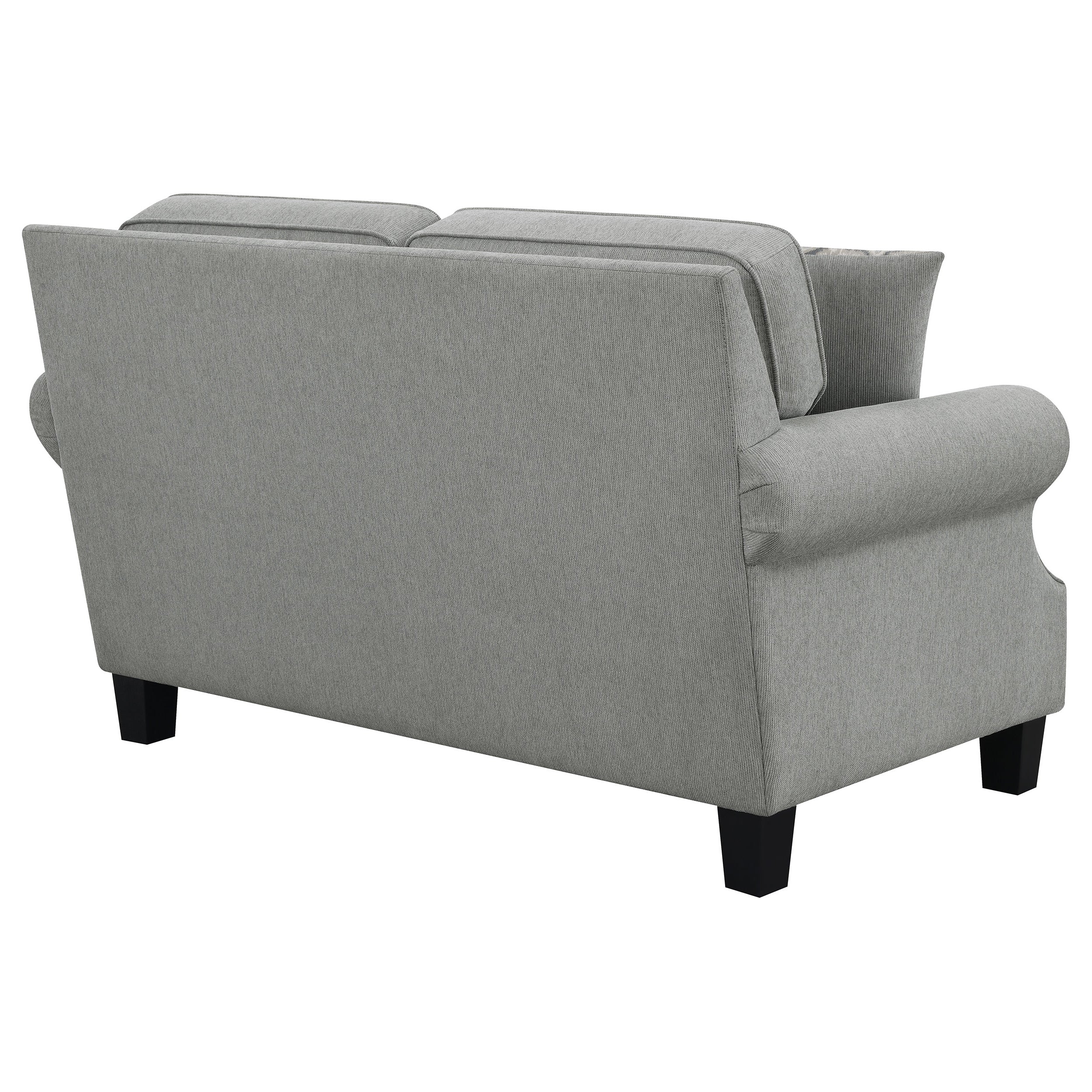 Coaster Sheldon Upholstered Loveseat with Rolled Arms Grey Default Title