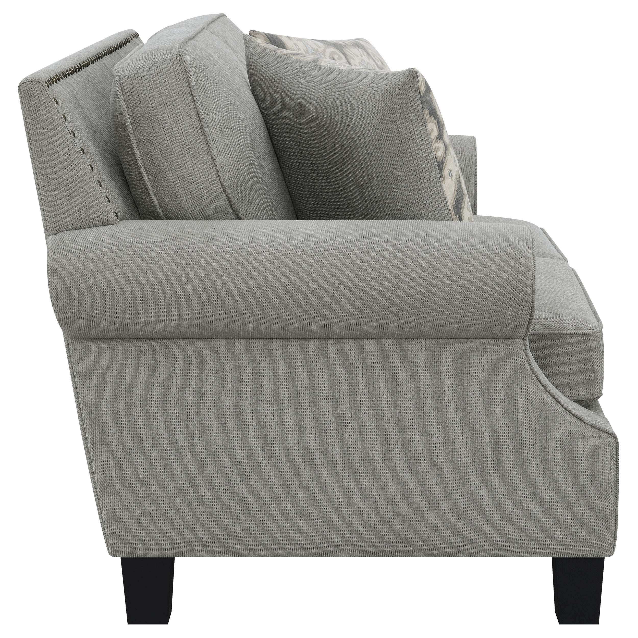 Coaster Sheldon Upholstered Loveseat with Rolled Arms Grey Default Title