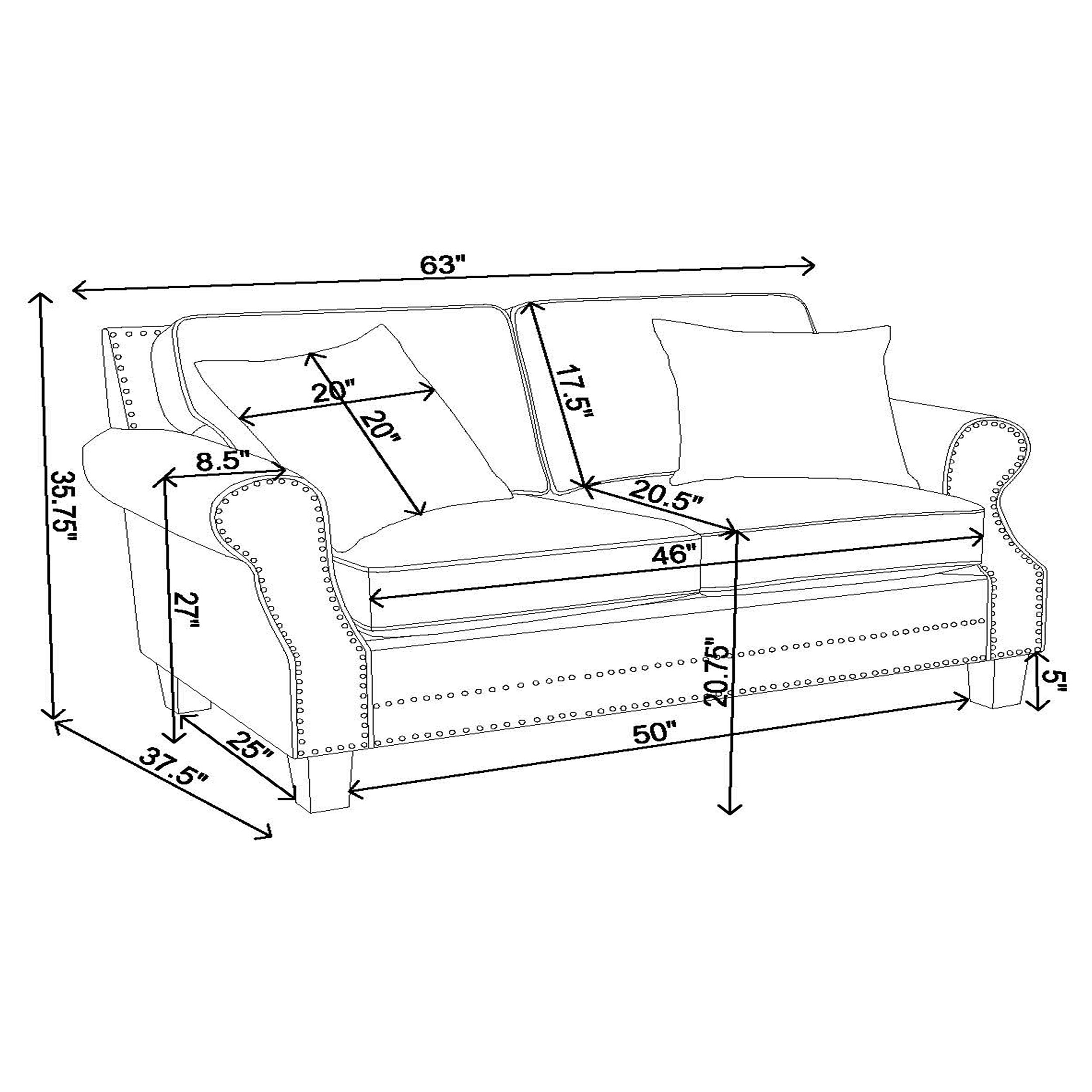 Coaster Sheldon Upholstered Loveseat with Rolled Arms Grey Default Title